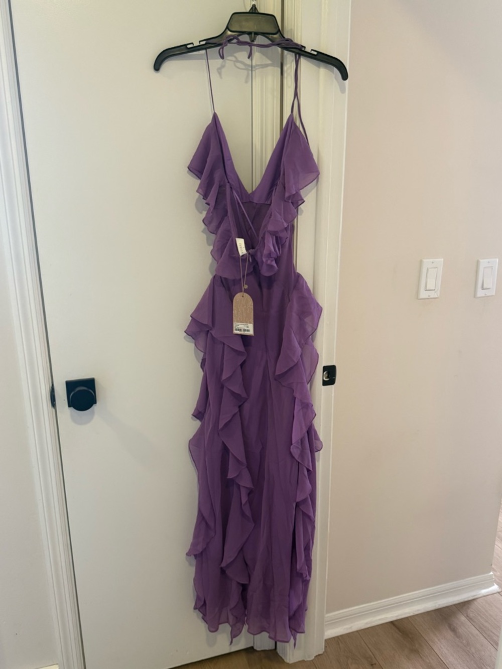 Meshki Aleyna Lavender Halter Ruffle Maxi Dress - Picture 4 of 7